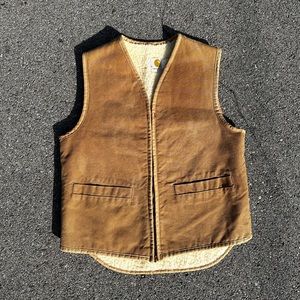 Vintage 80s Carhartt Sherpa Lined Tan Vest